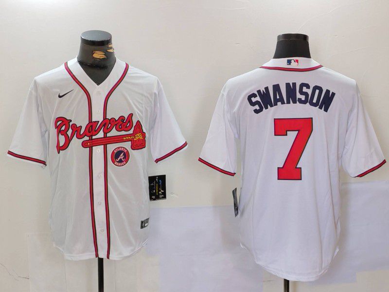 Men Atlanta Braves #7 Swanson White Game 2024 Nike MLB Jersey style 1->atlanta braves->MLB Jersey